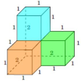 Площадь поверхности фигуры, состоящей из трёх кубиков (вар. 54)
