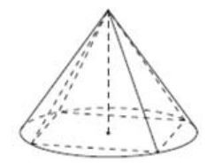 Объём конуса, описанного около правильной четырехугольной пирамиды