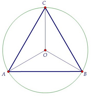 Найти радиус описанной около правильного треугольника окружности (вар. 47)