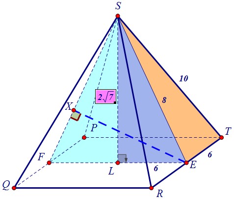 C2. Точка на продолжении ребра пирамиды и её расстояние до боковой грани (вар. 61)