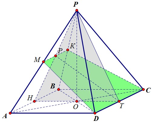 C2. Расстояние от вершины А до сечения в правильной четырёхугольной пирамиде (вар. 58)