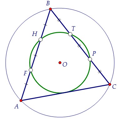 C4. Окружность делит стороны треугольника на равные части (вар. 58)