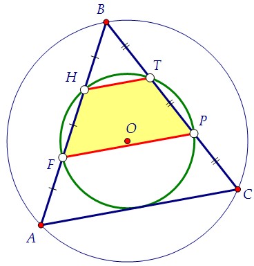 C4. Окружность делит стороны треугольника на равные части (вар. 58)