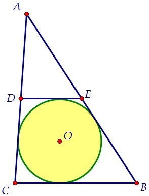 Окружность, вписанная в треугольник, касается средней линии (вар. 63)