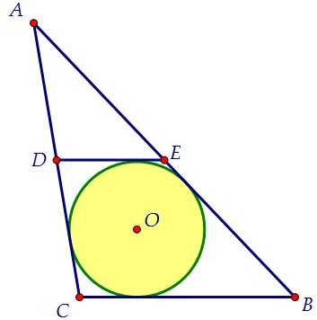 Окружность, вписанная в треугольник, касается средней линии (вар. 63)